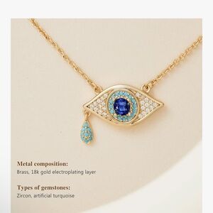 Gold Evil Eye Necklace with Blue and Turquoise Accents